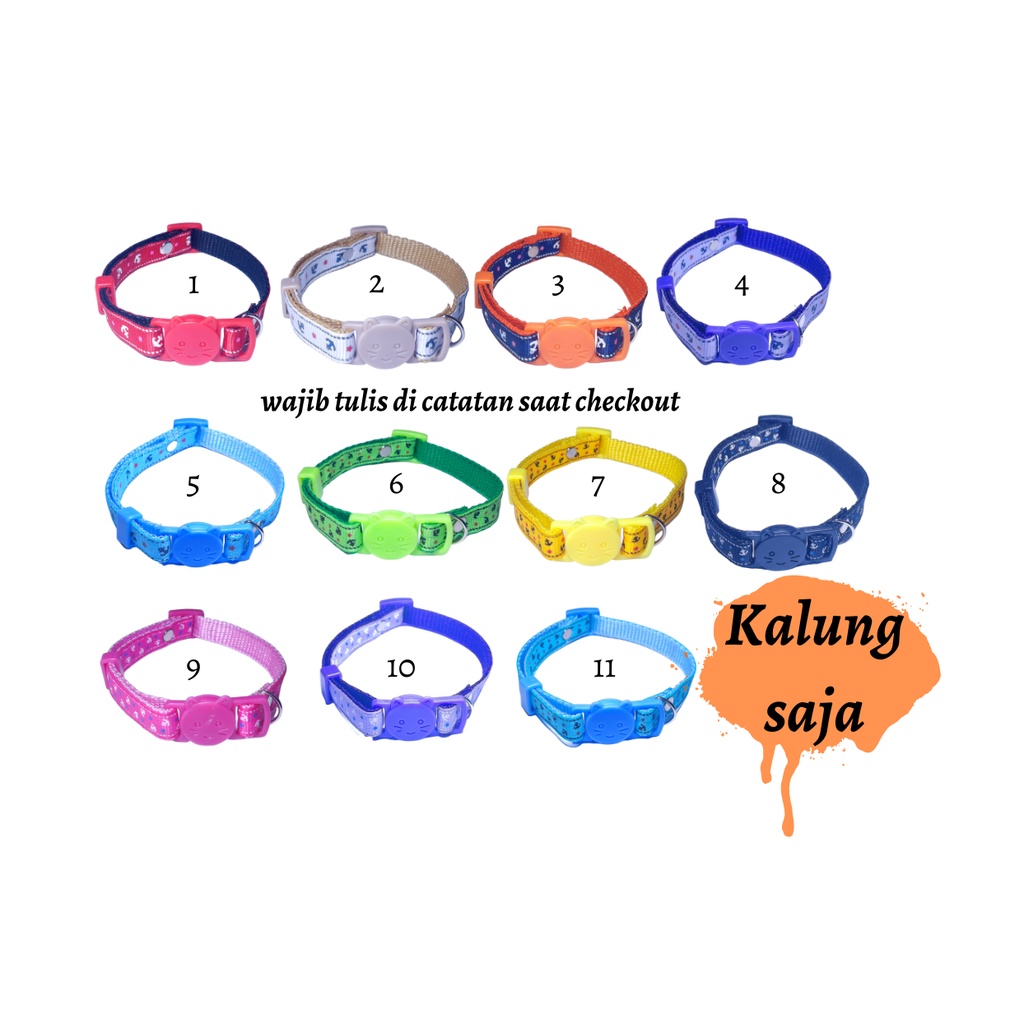 kalung kucing premium motif jangkar lonceng karakter dengan sloop warna bermotif kucing