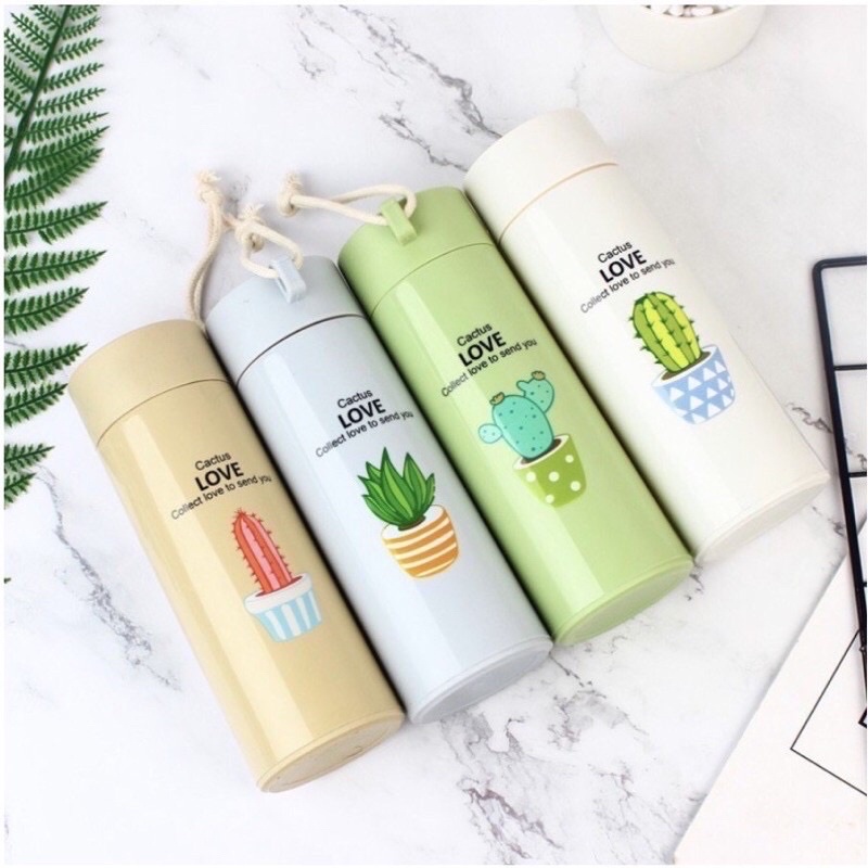 Botol Minum Souvenir Tumbler Kado Pernikahan Termos Kaca Kaktus 400ML