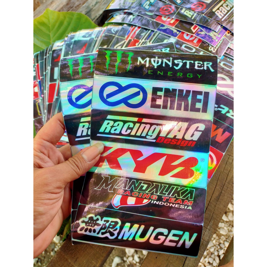 sepaket stiker tulisan racing hologram stiker hits stiker viral