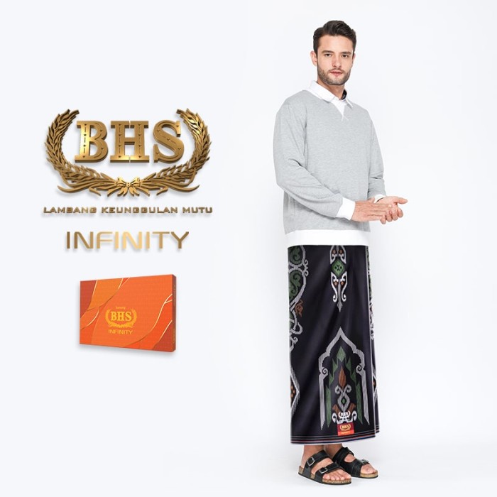 Sarung BHS Infinity Gold Motif PKE Hitam Hijau 04