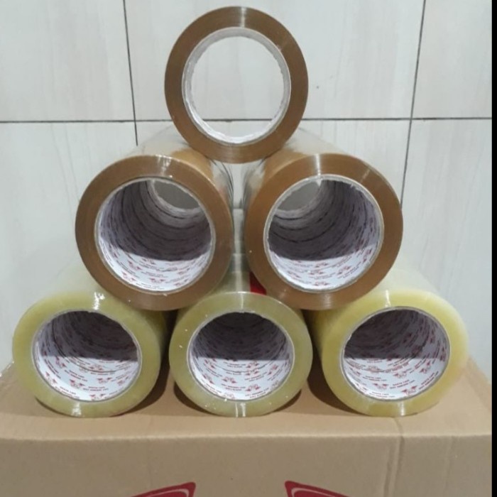 

GOJEK GRAB LAKBAN 45MM x 100 YARD FULL / LAKBAN BENING COKLAT - Putih