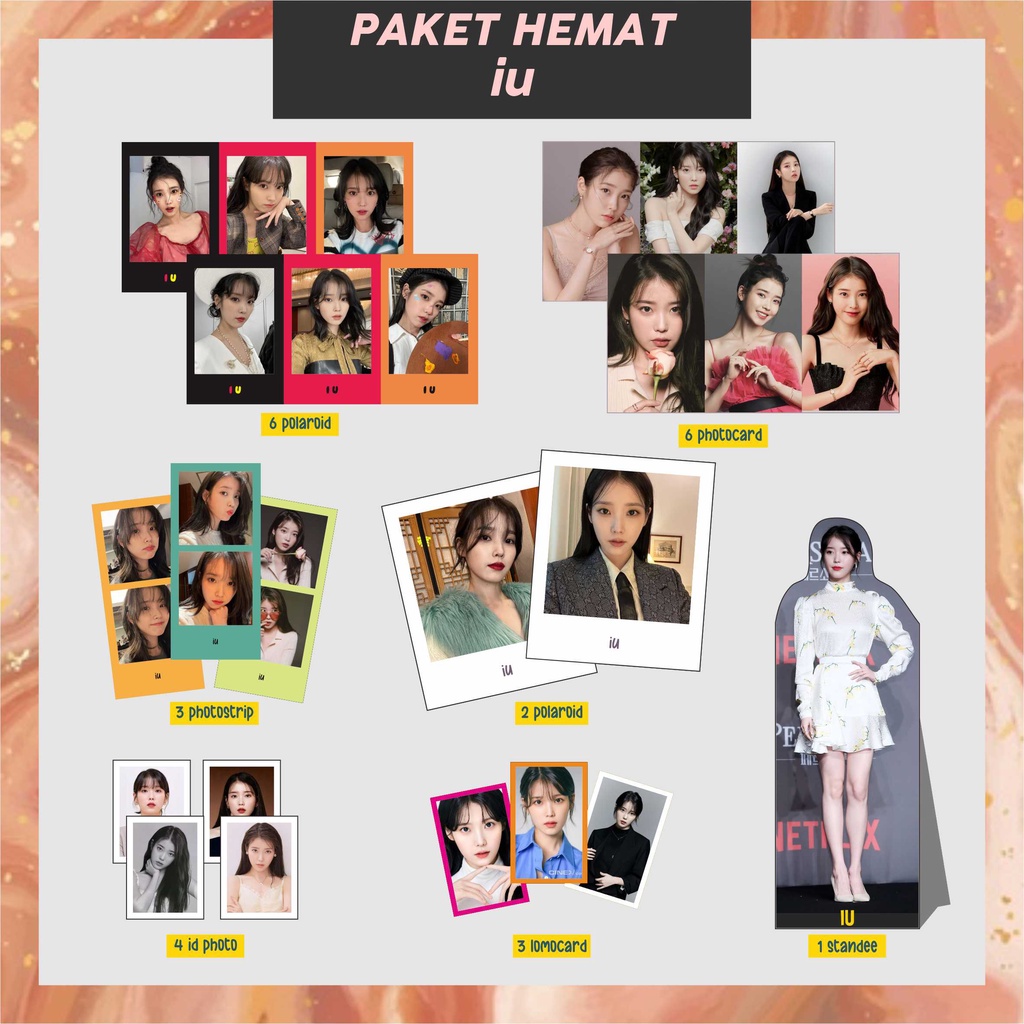 PAHE PAKET HEMAT ACTOR KOREA ( IU Lee Ji-eun  ) polaroid, bunting flag, photocard pc