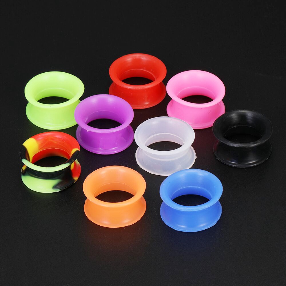 1pasang 3-8mm Silikon Fleksibel Tipis Telinga Penyumbat Terowongan Berkobar Ganda Expander Pengukur Telinga Tindik Tindik Tubuh