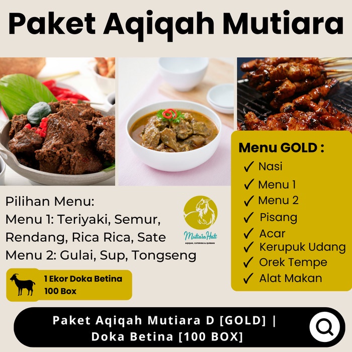 

Paket Aqiqah Murah Mutiara D [GOLD] | Doka Betina [100 BOX]