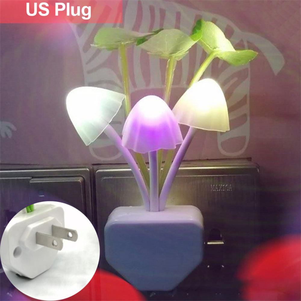 Timekey Mushroom Night Light LED Lampu Samping Tempat Tidur EU/US Plug 7warna Berubah Sensor Kontrol Cahaya Untuk Dekorasi Rumah Kamar Tidur Babyroom B9Q2