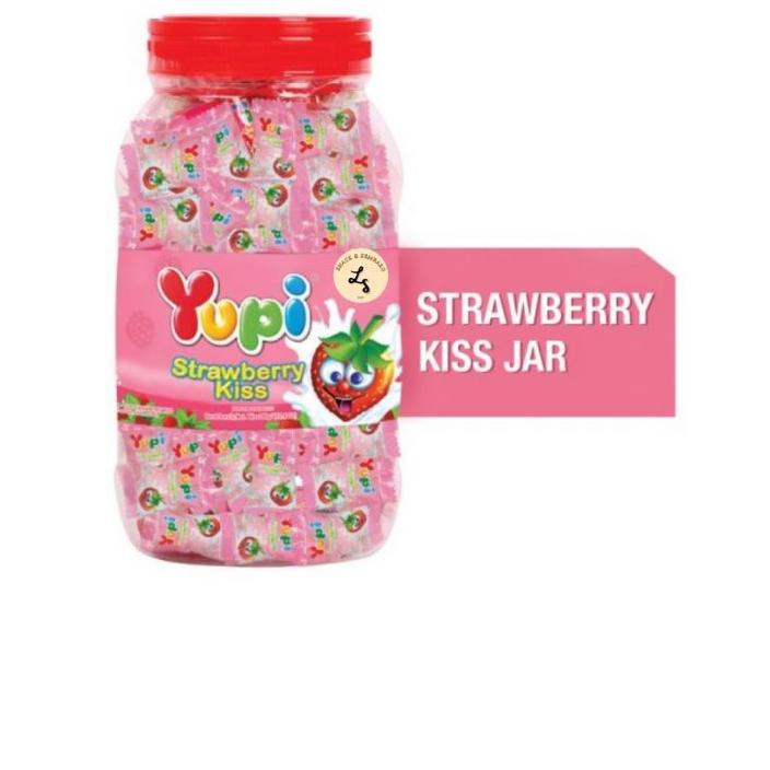 

Langsung Kirim Permen Yupi Strawberry Kiss kemasan jar/toples (300 gram)~