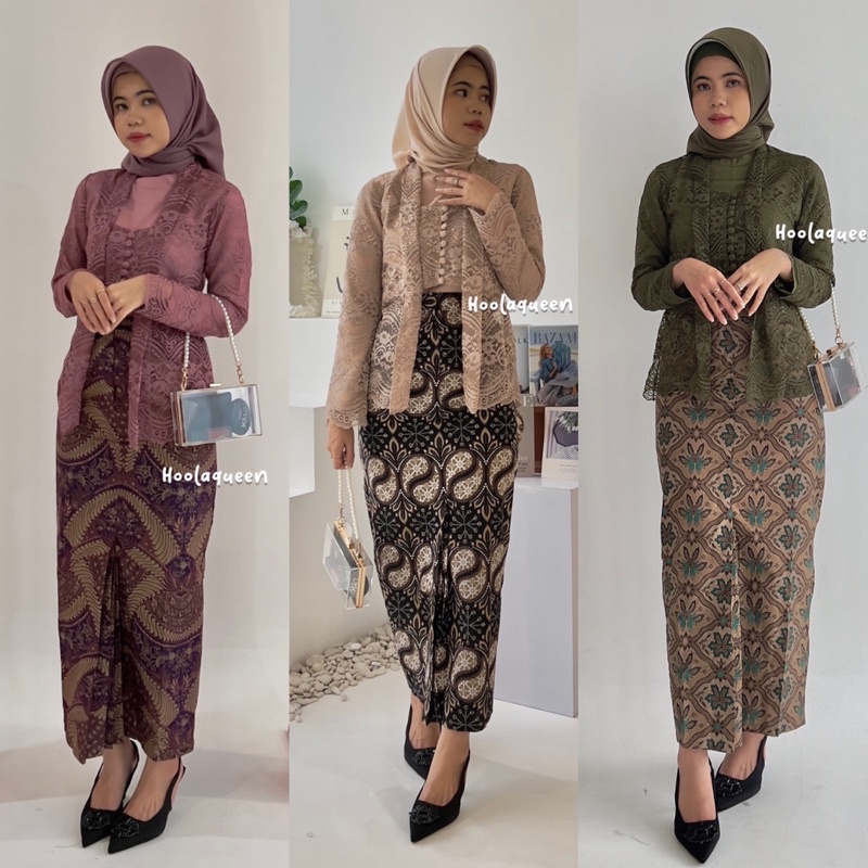 Hoolaqueen - Kebaya Kutu Baru - Atasan Kebaya - Rok Batik - Baju Tradisional