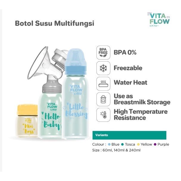 Vitaflow Botol Susu Eco | Baby Bottle 60mL / 140mL / 240mL