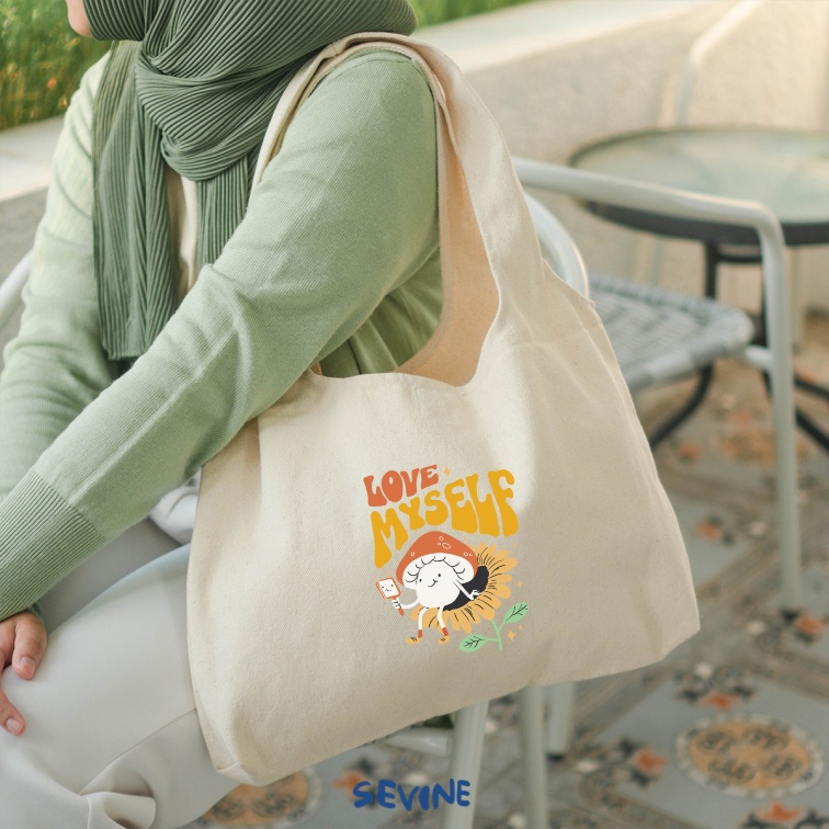 Sevine Tote Bag Kanvas Bonnie Tas Wanita Kuliah Fashion Laptop Totebag Quotes Aesthetic Vintage Pastel Retro Series - SF