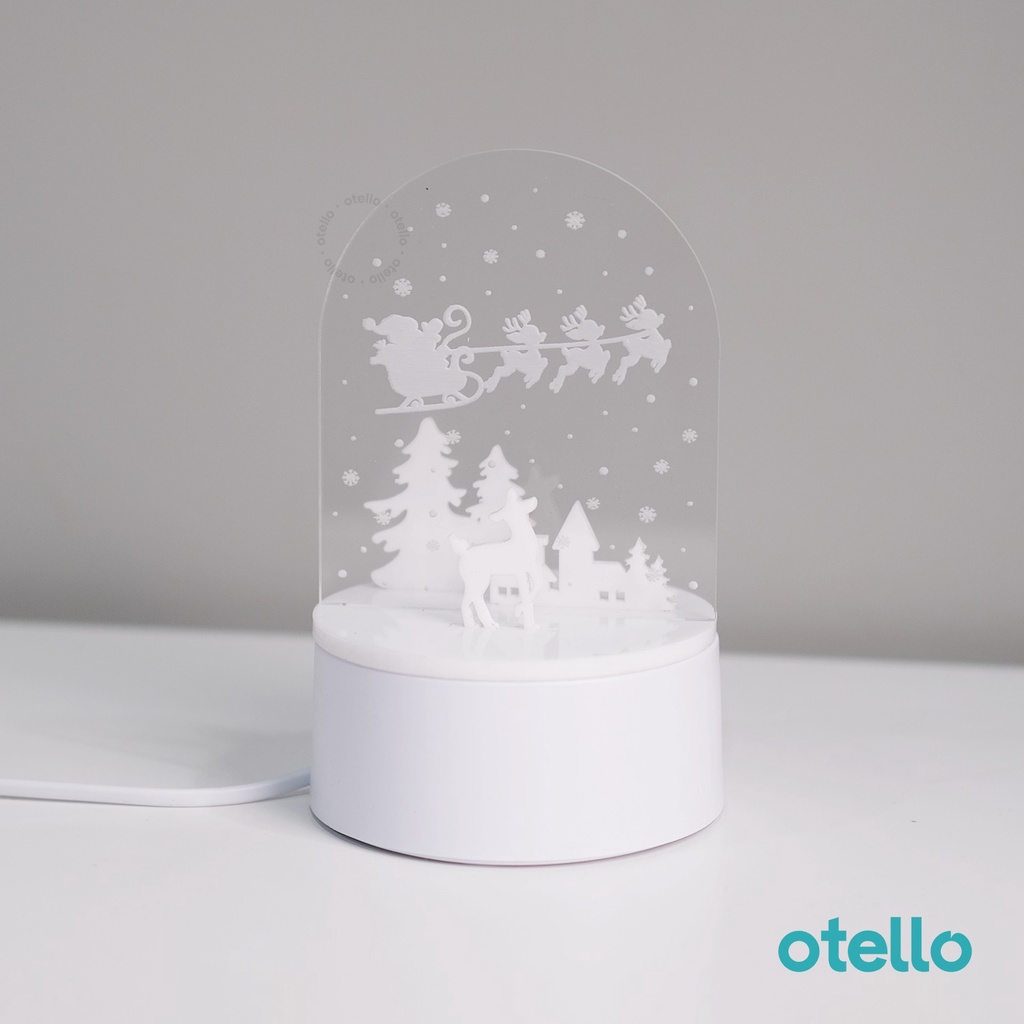 Christmas Acrylic Lamp Dekorasi Lampu Meja Natal White Reindeer Hiasan Hadiah Xmas Gift Hampers