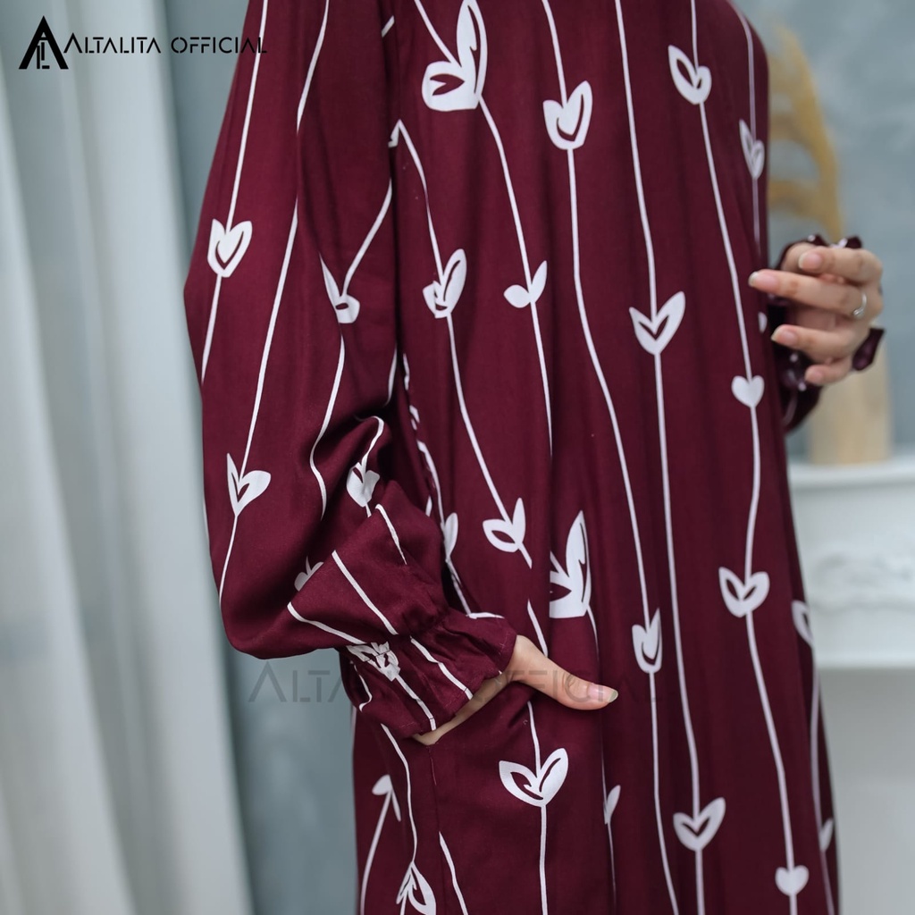 Altalita - Daster Panjang Busui Lengan Tangan Panjang Semata Kaki Motif Kekinian Jumbo LD 120 Bahan Katun Rayon Premium