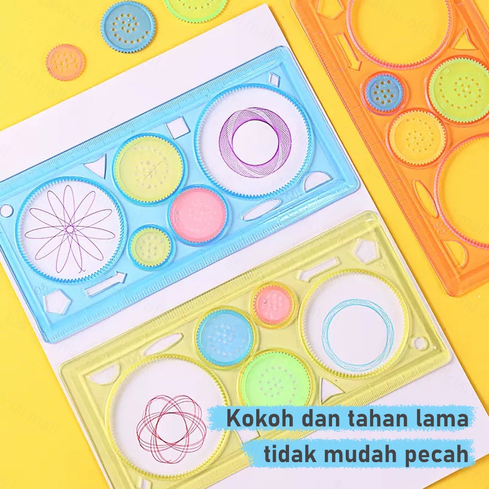 JCHO Garisan Rotary Pattern Bunga / Penggaris Rotari Kembang / Magic Spirograph Geometric Ruler