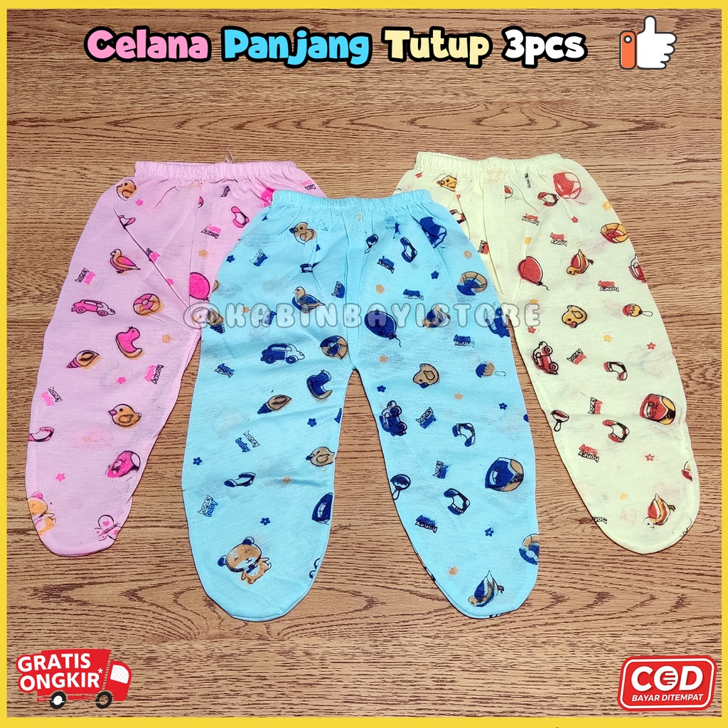 3 Pcs Celana Panjang Bayi Tutup - Celana Newborn Buntung karakter