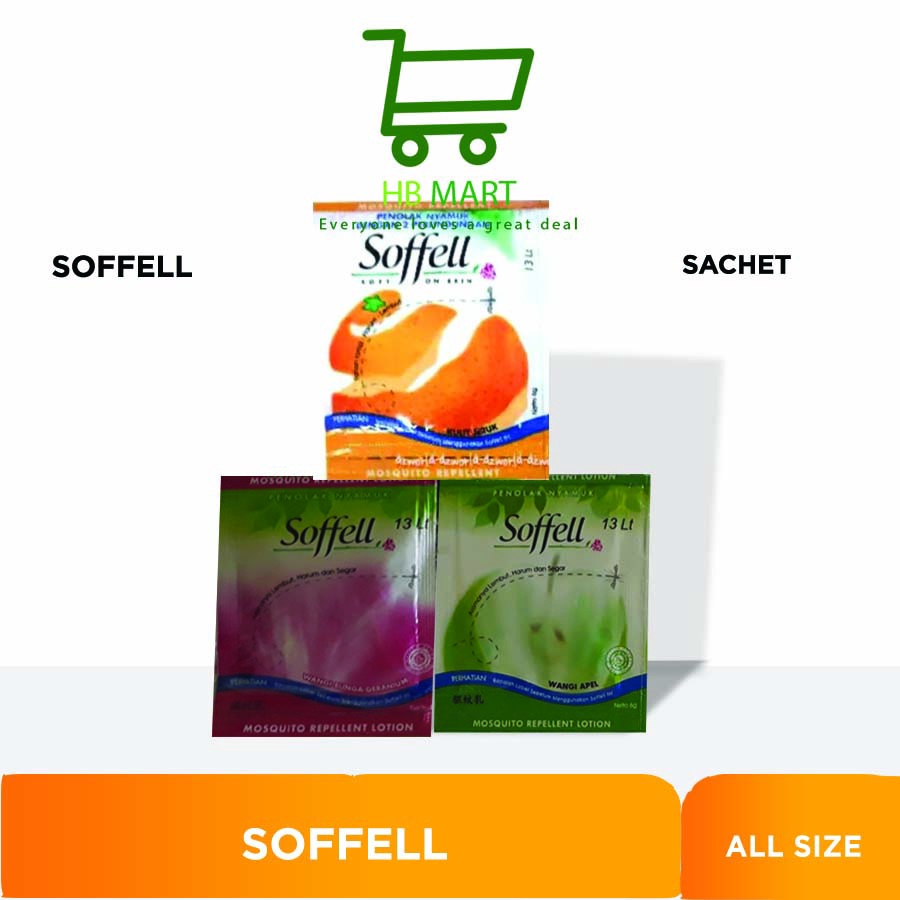 [ISI 24 PCS] SOFFELL SACHET RENTENG PINK GERANIUM,KULIT JERUK dan APEL