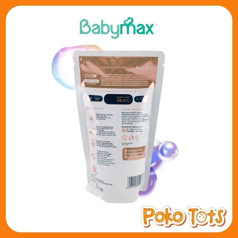 NEW!!! Babymax Ecocert Bottle And Utensils Cleanser 480ml Cosmos Organic Pencuci Botol