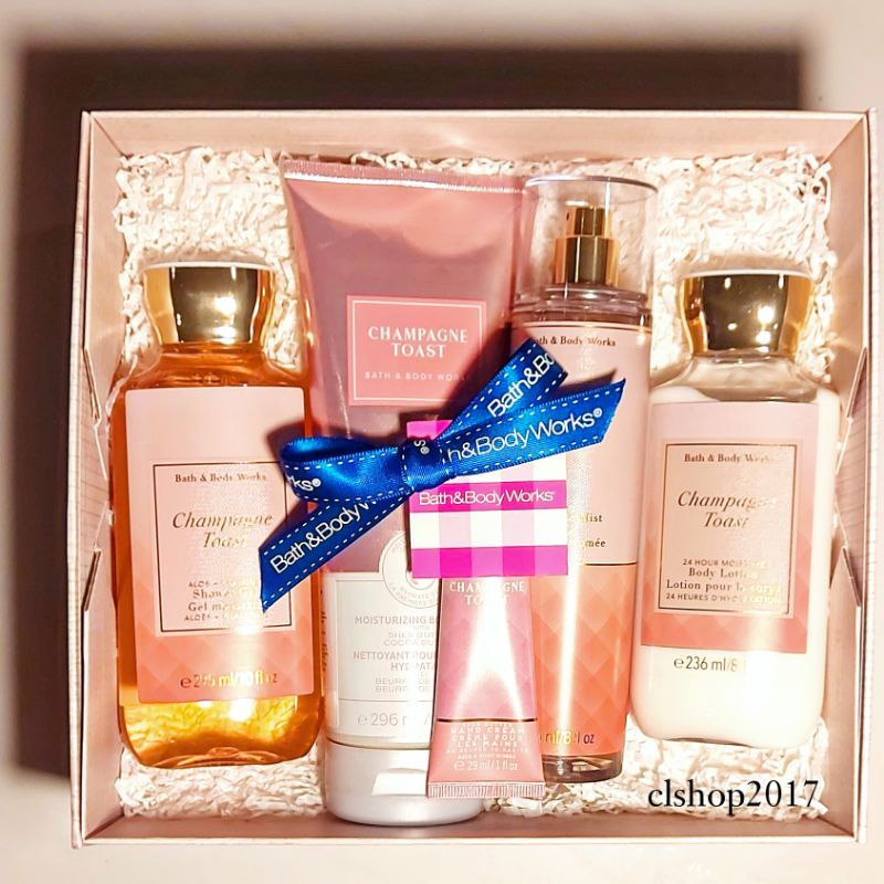 BBW CHAMPAGNE TOAST FULL SIZE GIFT SET PAKET BATH &amp; BODY WORKS