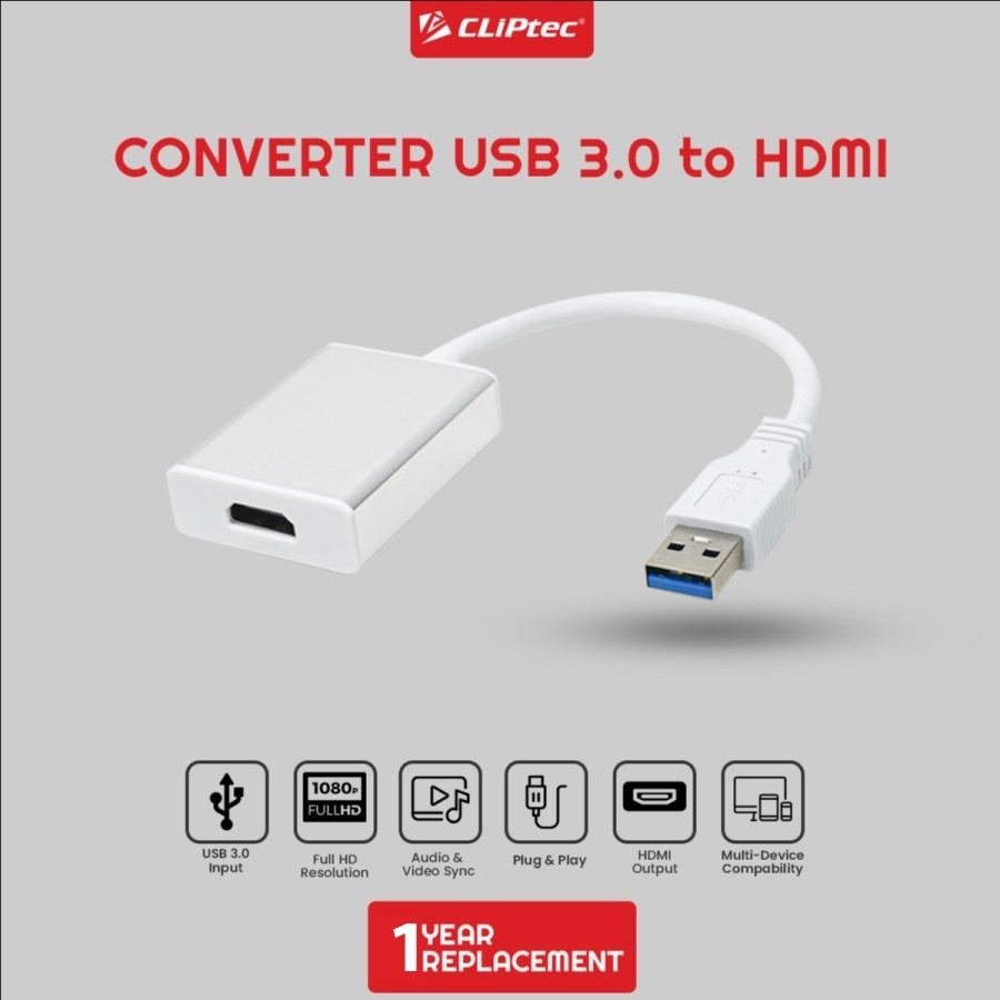 Converter Kabel CLIPtec CL-CC UH USB 3.0 To HDMI