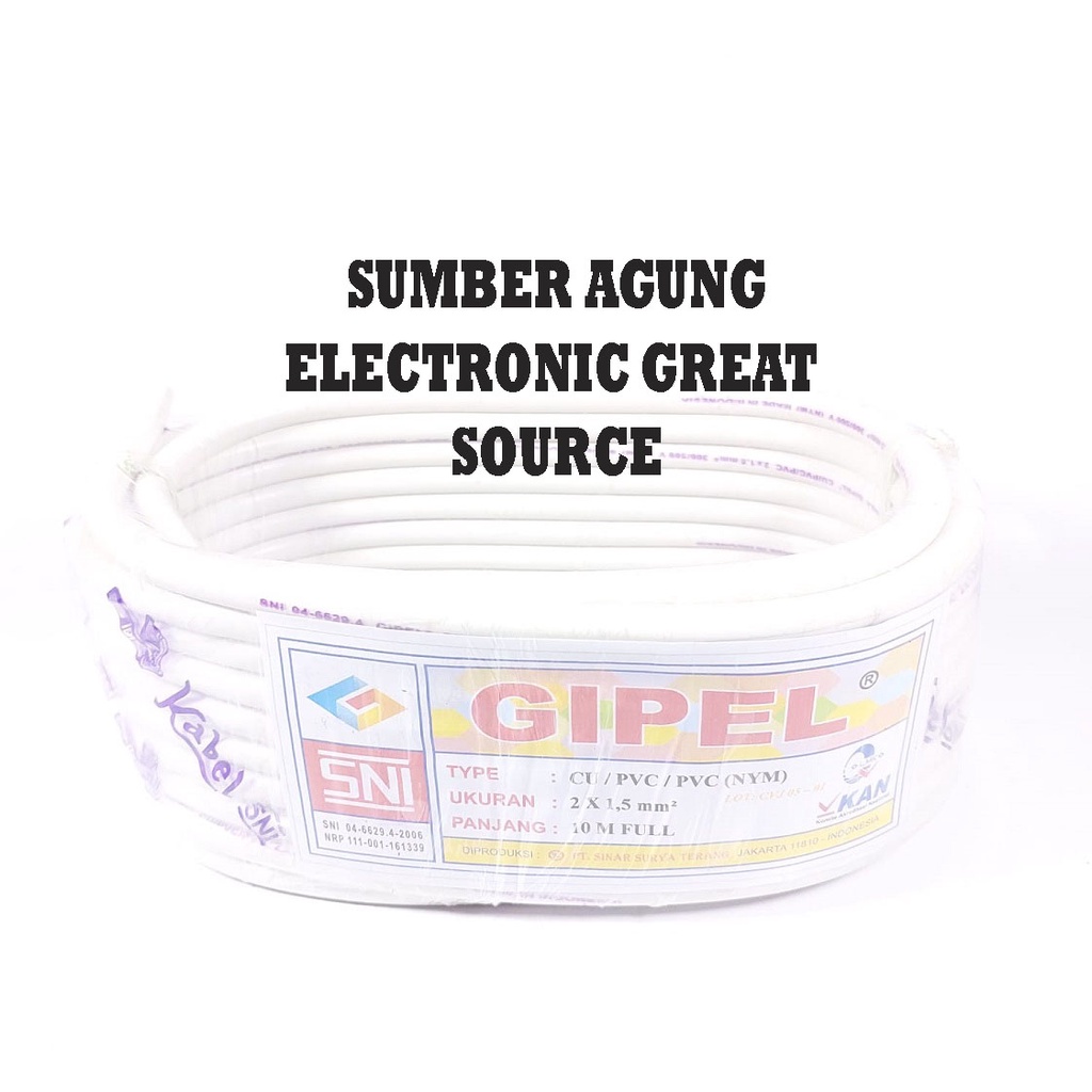 Gipel 10M Kabel Listrik SNI NYM 2x1.5 2x1.5mm Full 10Meter Asli Tembaga