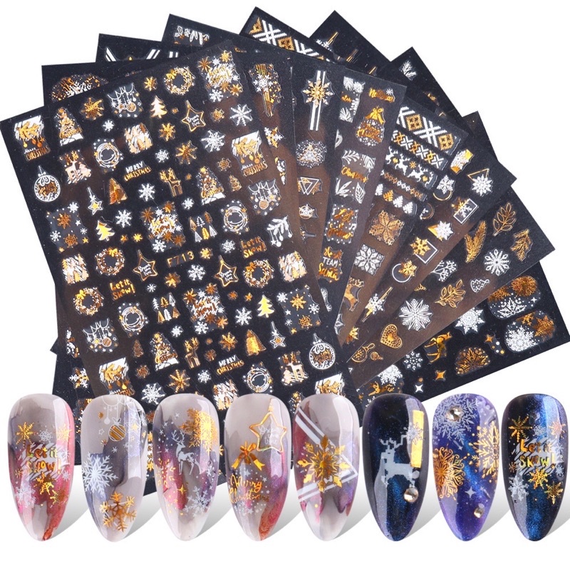 GOLD SILVER CHRISTMAS STICKER / STIKER KUKU NATAL SANTA SNOW SALJU PREMIUM QUALITY