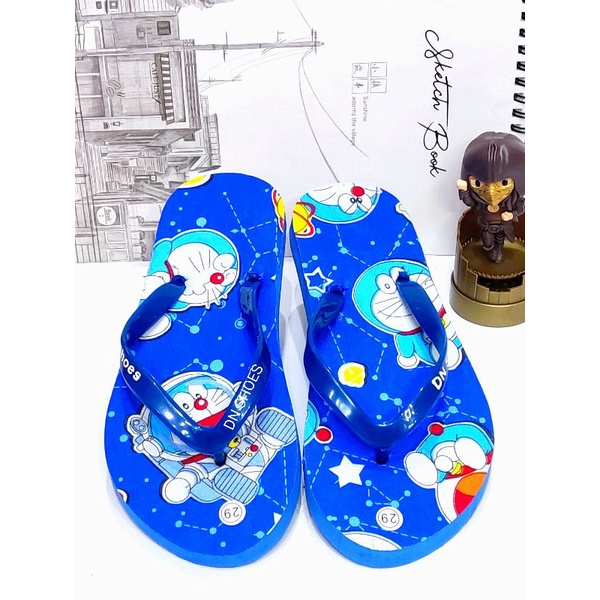 Sandal jepit Anak Laki laki Perempuan motif Doraemon Biru