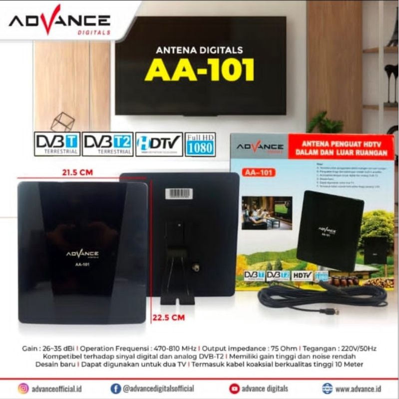 antena tv digital advance AA-101 untuk dalam dan luar ruangan