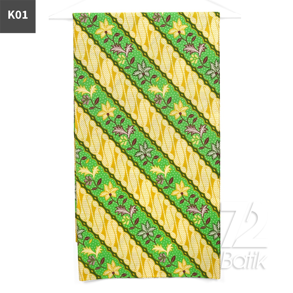 KAIN BATIK KATUN Premium Motif Daun Parang Warna Hijau Kuning 722984 Cap 72IL Jarik Jarit Samping Kebat Panjang Batik Katun Modern Premium Bahan Seragam Batik Pernikahan Kantor Keluarga Murah Kamen Jadi Batik Bali Lembaran