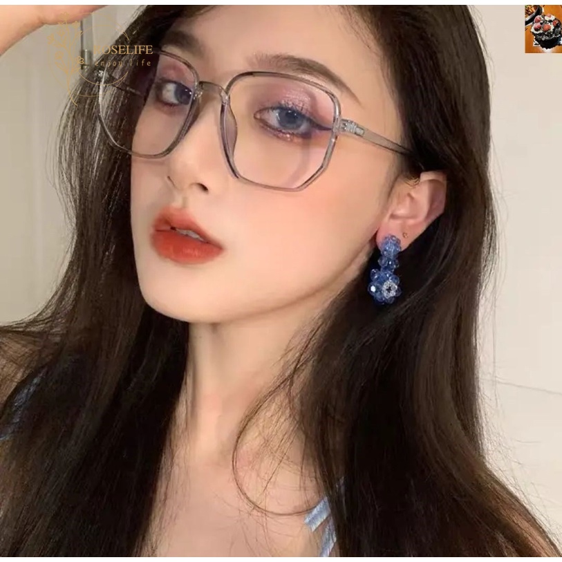 Roselife Korea Bingkai Persegi Tergantikan Grey Brown Frame Eyeglasses Untuk Wanita Ringan Besar Eyewear Optical Spectacle Glasses