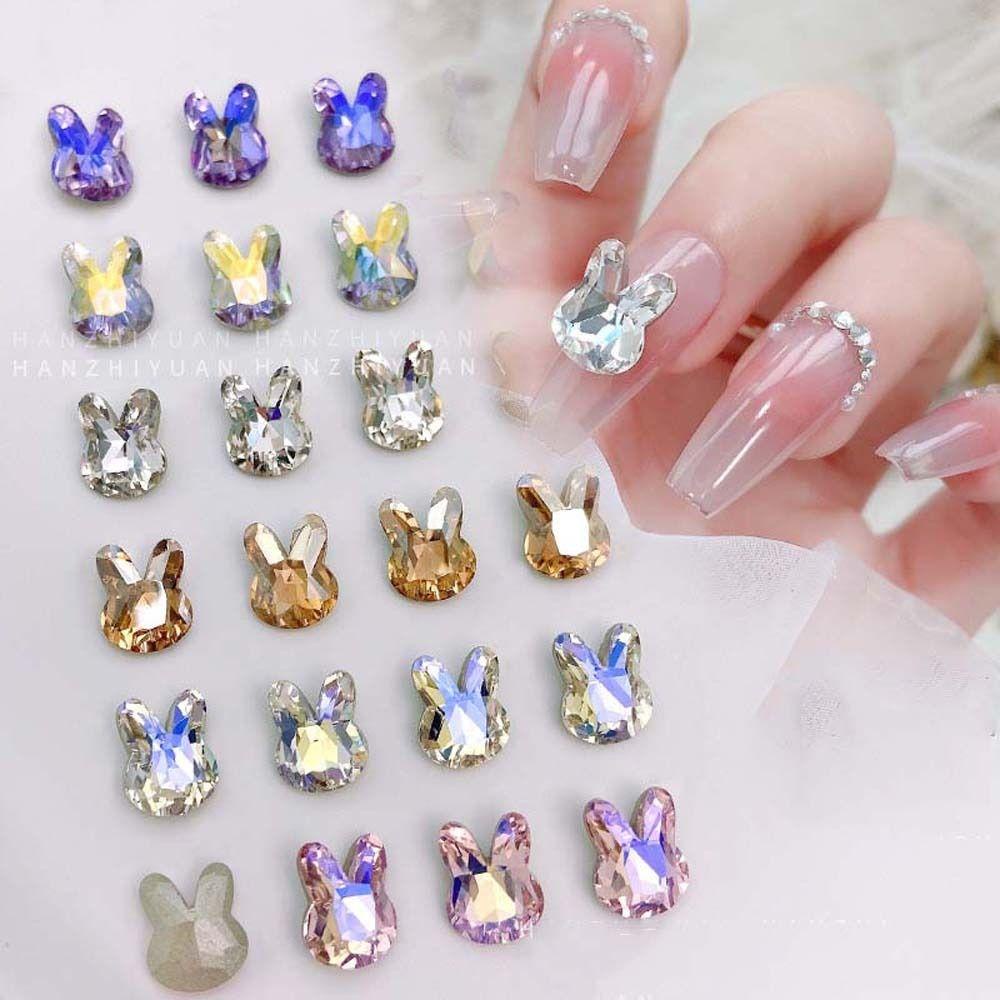Mxbeauty Kelinci Nail Art Berlian Imitasi Wanita Fashion Mewah Manikur Aksesoris Hiasan Kuku 3D Perhiasan Kuku
