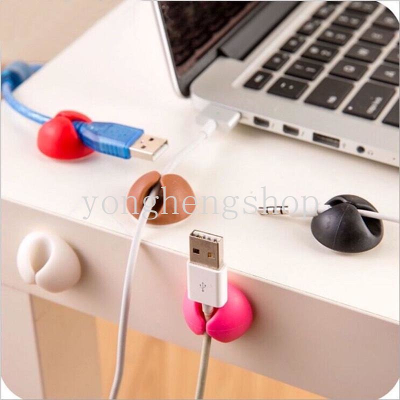 6pcs /set Klip Kabel Silikon Wire Cable Winder Desktop Organizer Tempat Kabel Listrik Plug Memperbaiki Klip