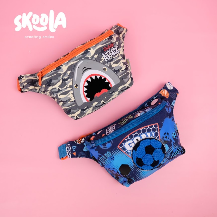 Skoola Tas Anak Laki-Laki PAUD Remaja Waist Bag Pinggang Shark Bola - Karu