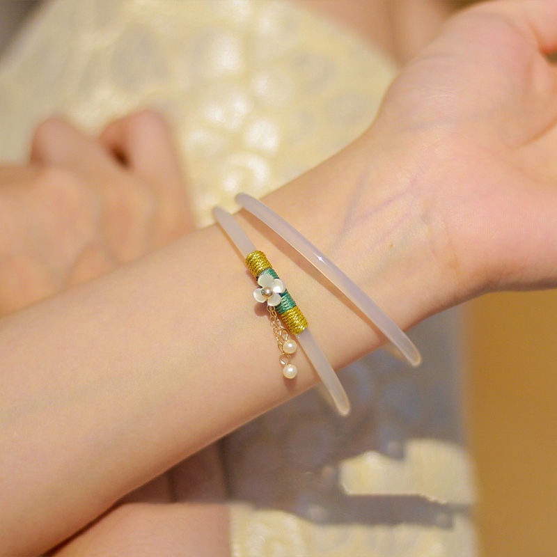 2 Pcs Korea Gaya Baru Mutiara Bunga Rumbai Gelang Retro Temperamen Gelang Fashion Perhiasan Sederhana