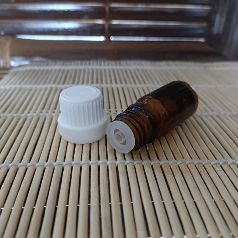 Botol kaca 5ml tutup filler tetes segel / essential oil / droper sealed -5ml amber tebal