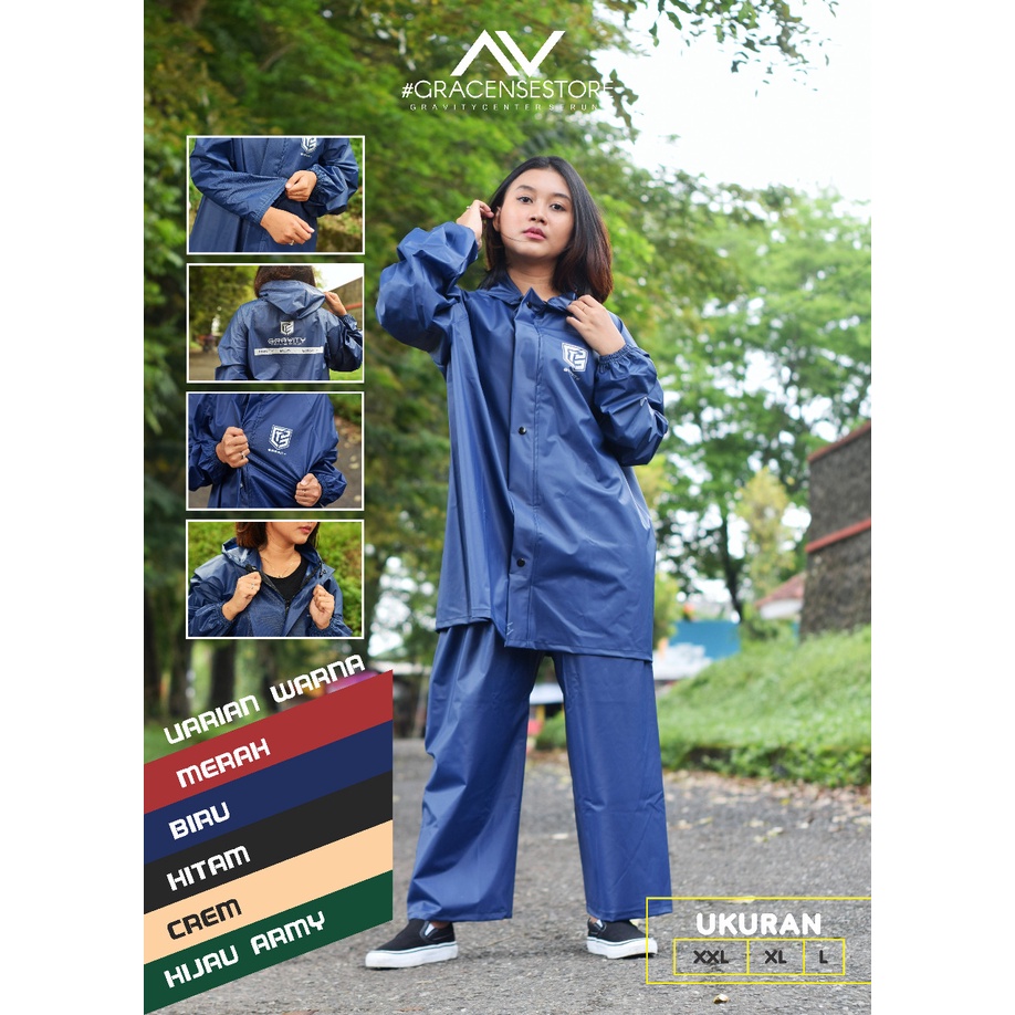 JAS HUJAN, RAINCOAT MANTOL Pria Wanita Terbaik by GRAVITY Bahan Tebal Anti Rembesan