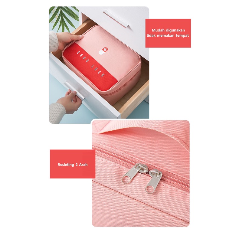 TRAVEL MEDICINE BAG GOODLUCK TAS OBAT ANTI AIR WATERPROOF TAS P3K AID BAG BAHAN OXFORD YB-847
