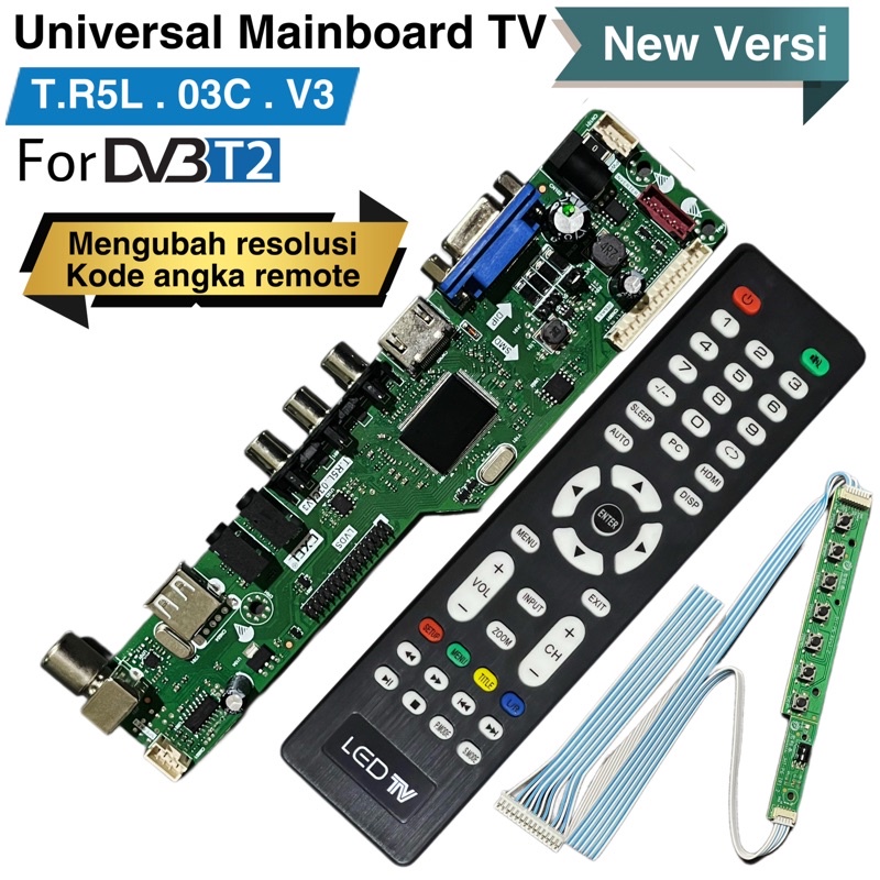Mainboard Universal Lcd Led Tv Digital DVB T2 Siaran digital Main board MB Tv Rf digital suprot lcd led Tv.laptop.Pc resolusi mengubah dengan kode angka remot
