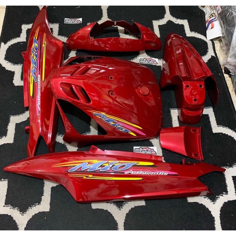 Body halus mio sporty ori 5tl merah maroon striping mio rare bahan kodak paper thailand