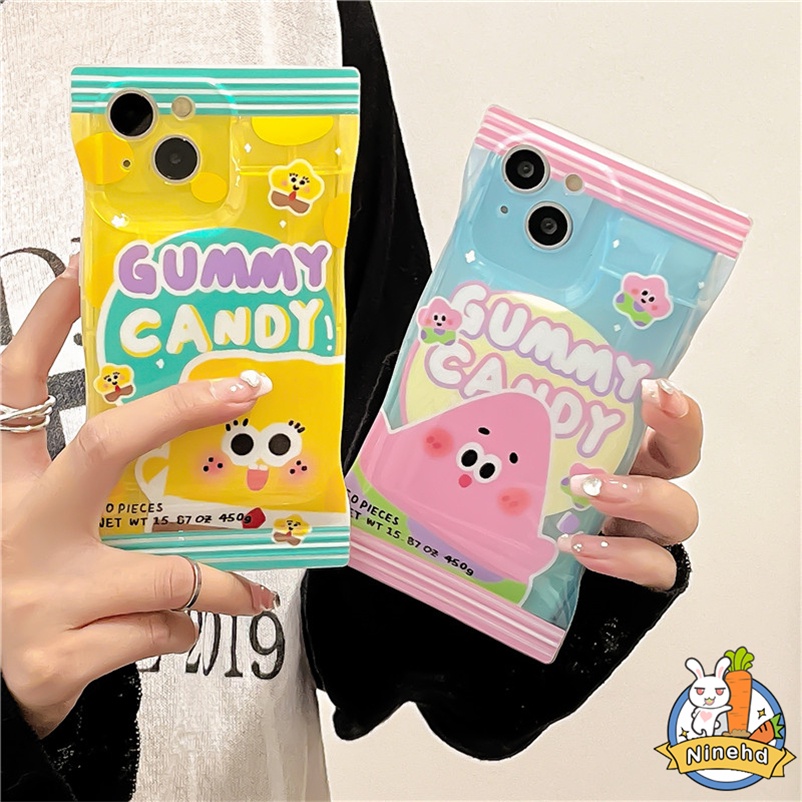 Caing for iPhone 14 13 12 11 Pro Max 12Mini SE 2020 X XR Xs Max iPhone 8 7 6 6s Plus New Fashion Brand Couple Candy Bag Cartoon Spongebob Side Pattern Phone Case Straight Liquid Silicone Transparent Soft Cover