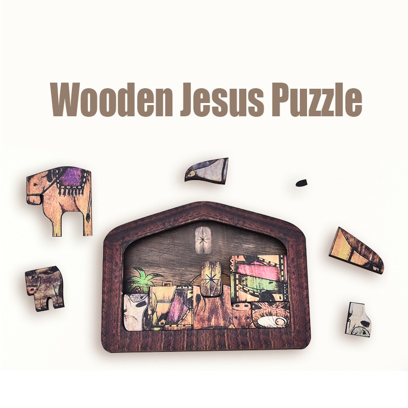 Wooden Jesus Puzzles Nativity Puzzle Puzzle Game Kids Desk Figurine