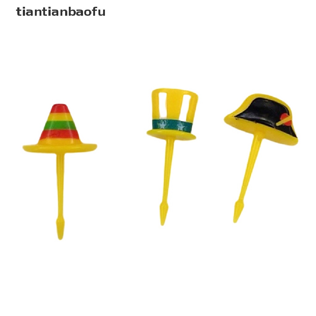 [tiantianbaofu] 6 Pcs Bento Sayur Balita Anak Garpu Buah Tusuk Gigi Topi Fruit Forks Boutique