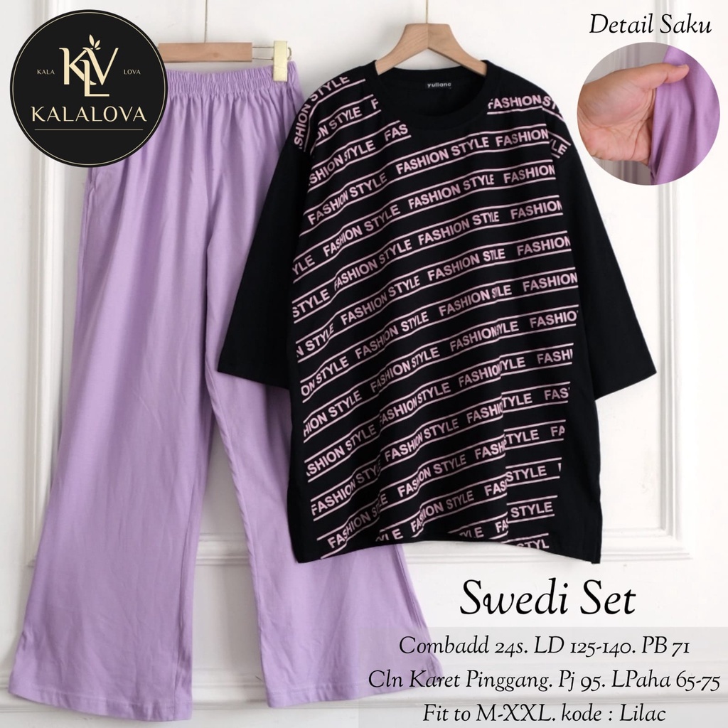 SWEDI SET ORIGINAL BY KALALOVE SETELAN BAJU WANITA BLOUSE DAN KULOT JUMBO OVERSIZE ONESET KATUN ONE 