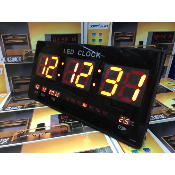 Jam Dinding Digital Led Tembok Clock SMS-4622 Merah