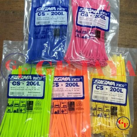 

NEW Kabel Ties / Cable Tie Sigma 200 L Biru Merah Pink Hijau Orange Kuning Code 2809