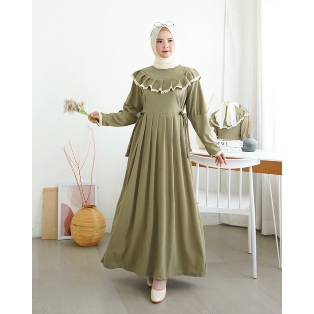 Adella Lace Maxi Dress - Gamis Muslim Premium Polos