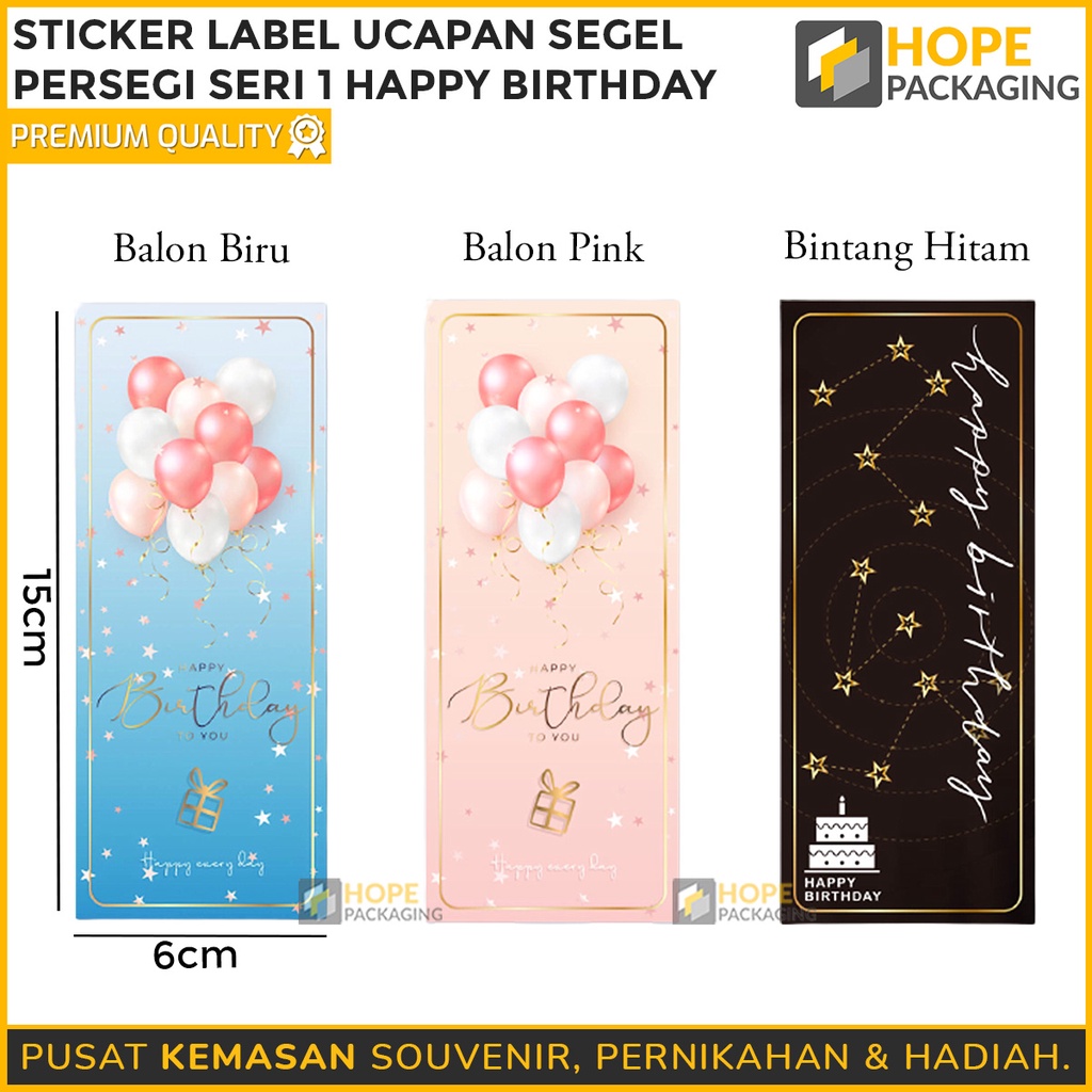 [ 1 pack isi 50 ] Sticker Label Ucapan Tulisan Hapyy birtday Uk. 6x 15 cm stiker kotak lucu packing hampers souvenir makanan