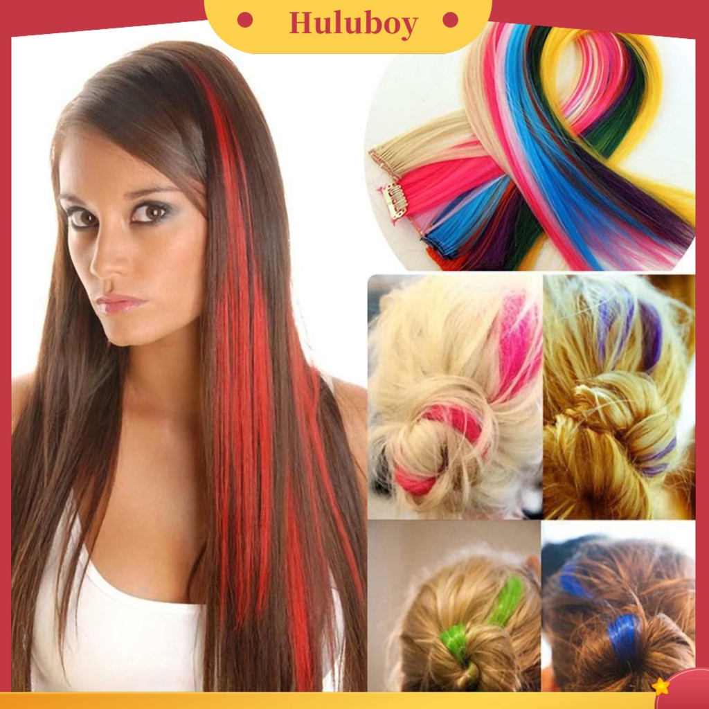 Wig Rambut Extension Model Panjang Tahan Panas Warna-Warni Untuk Wanita