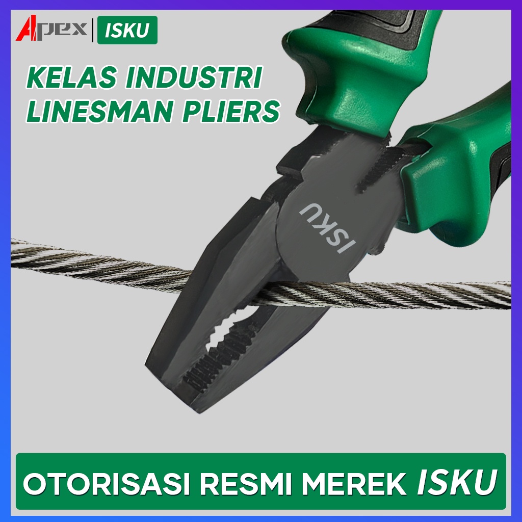 ISKU Linesman Pliers/Tang Kombinasi/Tang Lancip 6/8 inch 55# Steel+PVC Handle DL200X /Long Nose Plier 6 inci kunci set/Alat Perkakas