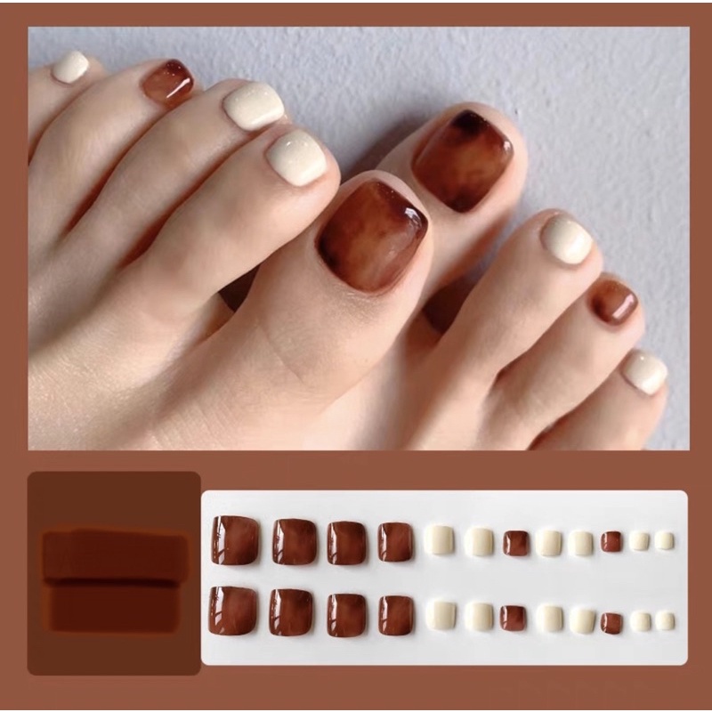 Kuku Palsu kaki【 J25，sudah ada lem】Nikah Wedding False Nailart Pengantin kaki