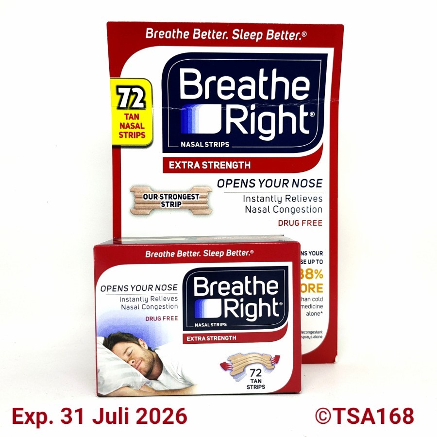 Breathe Right ES Nasal Strips 72 Strips - Tan Ecer