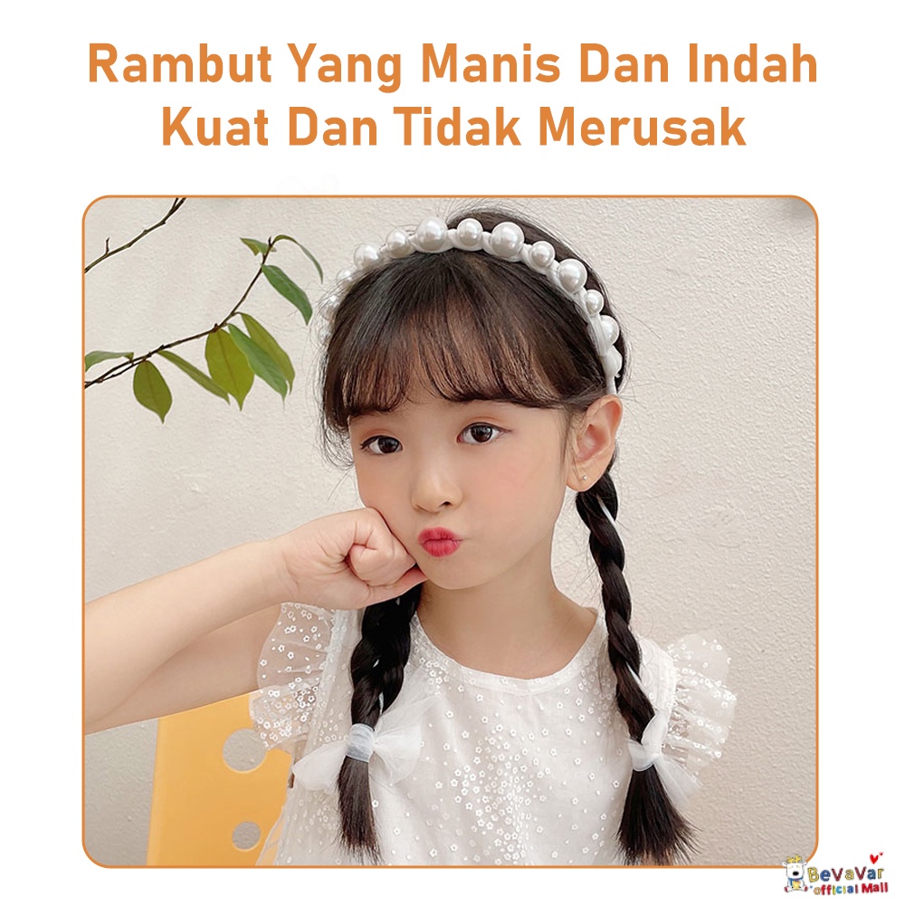 Bevavar Bando Pita Mutiara Tali Kepang/Bandana Mutiara Pita/Headband Mutiara Anak