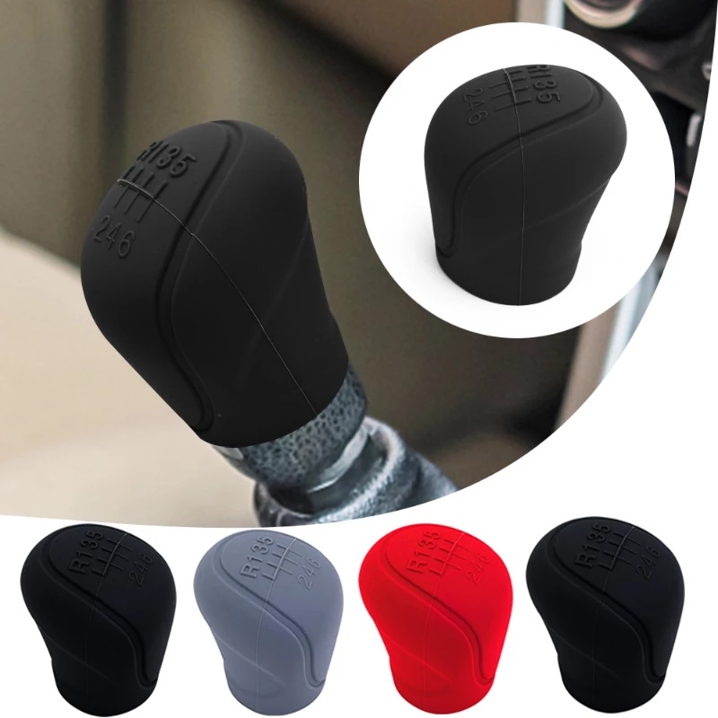 Car Auto Manual Silicone Shift Gear Head Knob Cover Rem Tangan Pelindung Rem Tangan GRIP Shifter 6-speed Aksesoris Interior Mobil